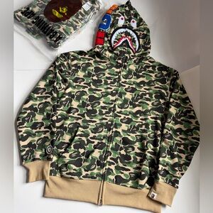 BAPE Camo Shark double Zip Hoodie - Green Camo